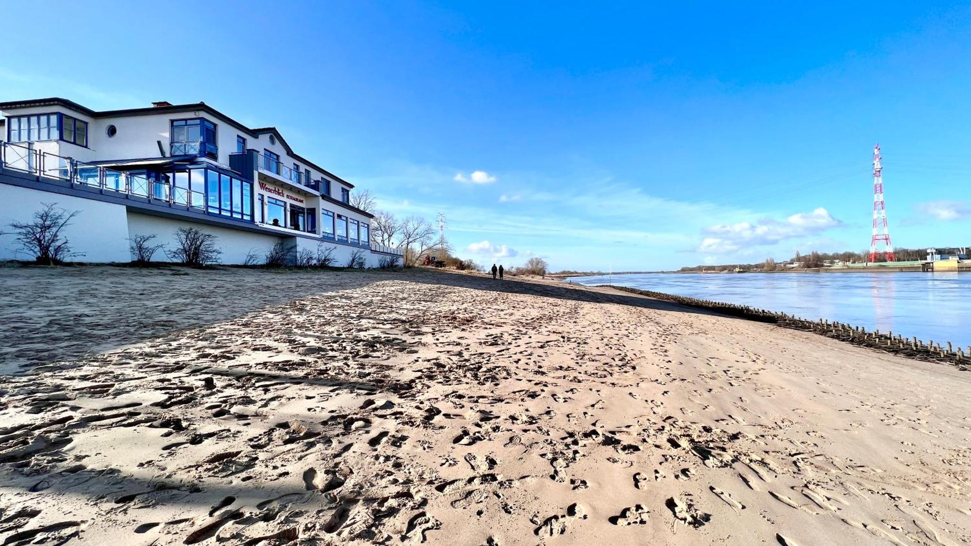 Gaestehaus Weserblick Am Weser-Sandstrand Berne Экстерьер фото
